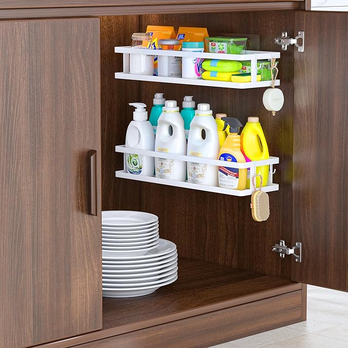 PUSDON Metal Wall Hanging Basket 2 Packs DIY Suitable for Multiple Scenes - Large White Guardrail