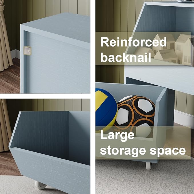 Toy Storage and Organizer for Kid, Boys and Girls Muti-Functional Bookcase and Storage Bin with Moveable Drawers, Children Toddler Storage Carbinet for Playroom, Bedroom, Nursery Sky Blue