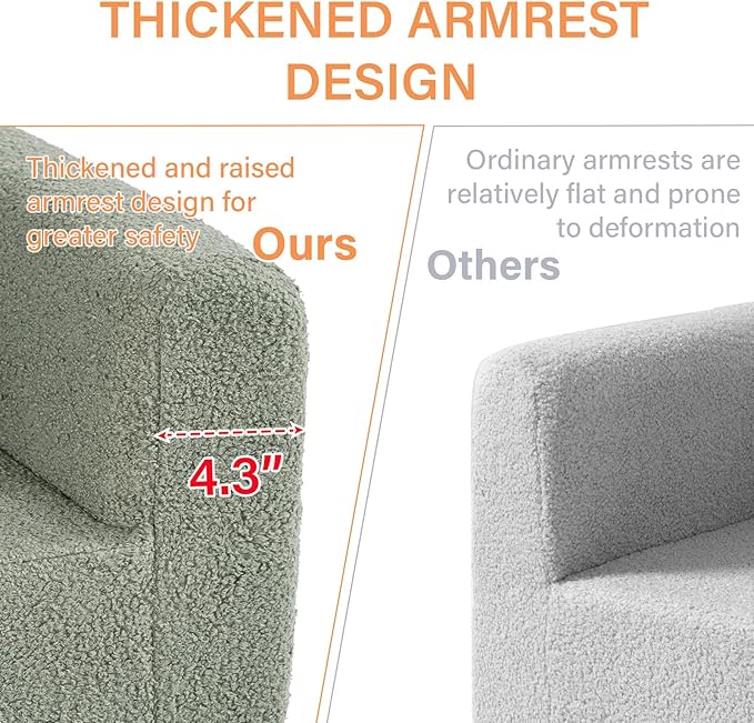 Tiita Kids Couch Plush Toddler Chair, Cloud-Like Glow in The Dark Kids Sofa Toddler Reading Chair with Washable Cover Carrying Handle, Convertible Children Sofa Chair for Girls and Boys