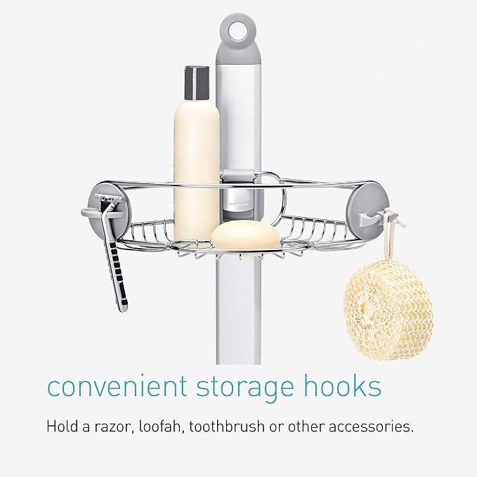 simplehuman Corner Shower Caddy, Stainless Steel and Anodized Aluminum