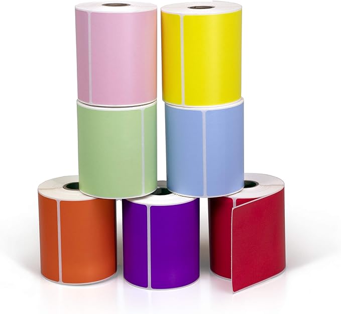 4" X 6" Direct Thermal Perforated Stickers Labels for Shipping Labels, Inventory, and Color Coding - Compatible with Zebra, Rollo, Godex and More (Blue, 48 Rolls)