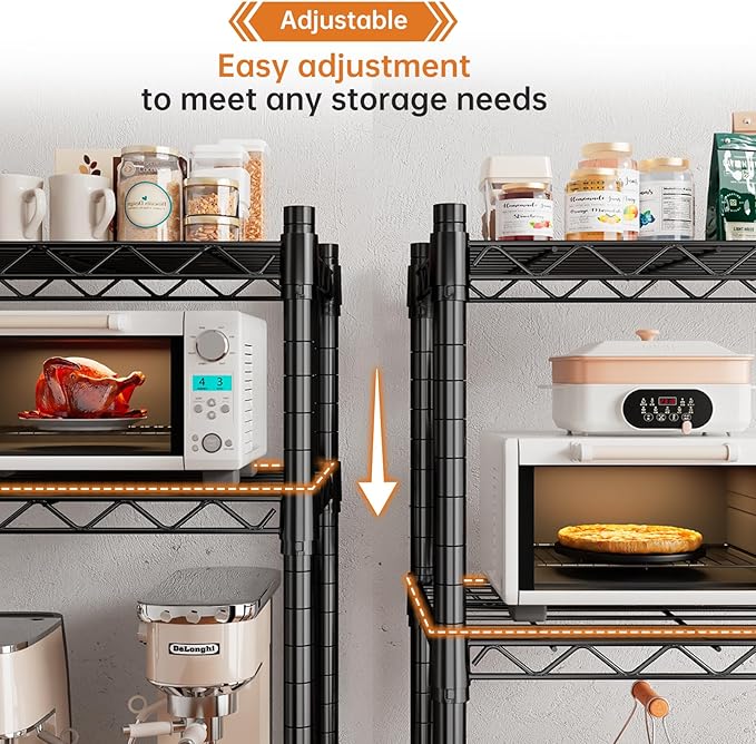 REIBII 5-Shelf Wire Shelving,Storage Shelves Metal Shelves for Storage,72’’H Adjustable Garage Shelving Heavy Duty Storage Rack Pantry Shelf Kitchen Shelving,72’’H X36’’W X14’’D