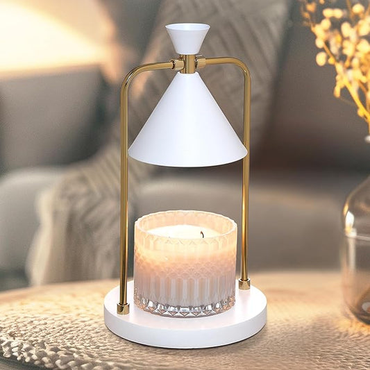 Sheffield Home Glass Candle Warmer Lamp – Elegant Candle Warmer for Long-Lasting Fragrance, Sleek Design, 12x7, White Iron Candle