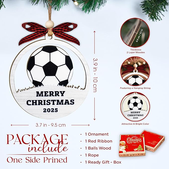 Football Ornaments for Tree 2025 - Soccer Ornament Best Gifts for Soccer Players - Football Christmas Ornaments to Use As Soccer Gifts and Christmas Decorations - Gift Ornament to Sports Lovers