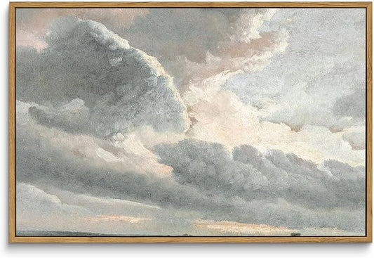 InSimSea Framed Canvas Wall Art Vintage Decor, Nature Wall Decor, Large Sky Clouds Sunset Wall Art Prints for Living Room, Classical Retro Paintings for Bedroom Office Home Decoration, 16"x24"