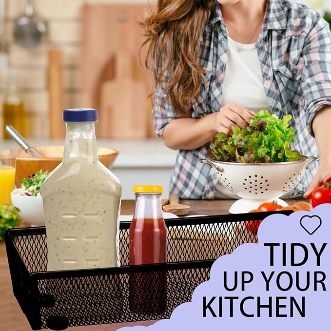 2PCS Drawer Organizer, Mesh Drawer Organizer with Interlocking Arm for Utensil, Cosmetic, Flatware, Pen (12 * 3 * 2 Inches, Black)