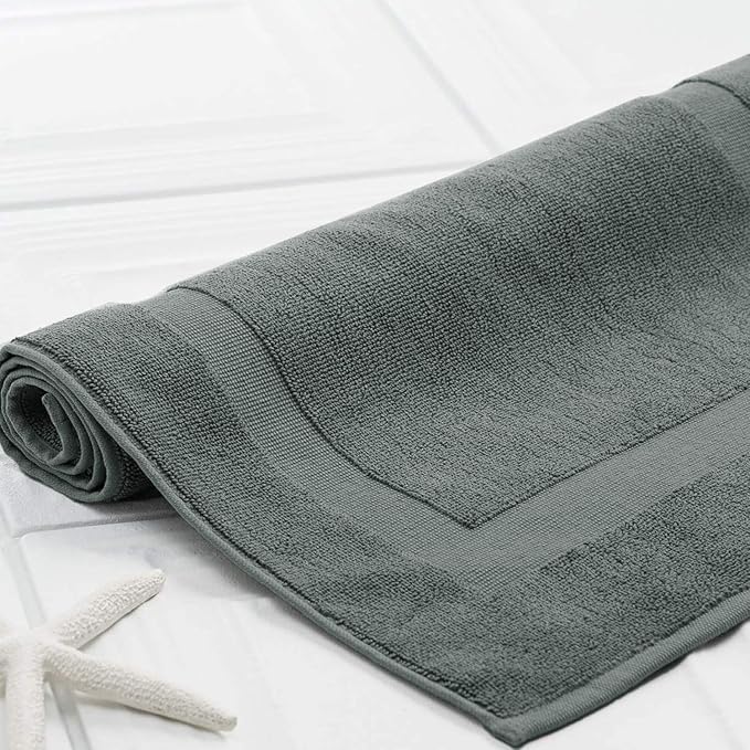 DAN RIVER Classic Bath Mat - Gray, 100% Ring Spun Cotton, Pack of 2, 21x34 inches, 800 GSM, Non-Slip, Absorbent, Quick Drying, Machine Washable Bathroom Floor Mats for Shower, Kitchen & Bath