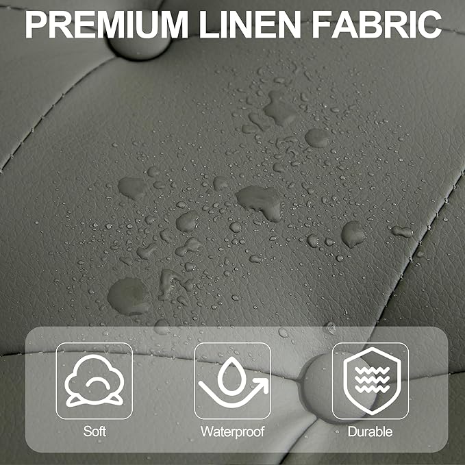 43.5'' Faux Leather Bedroom Bench, Upholstered End of Bed Bench with Tufted Button, Padded Vintage Dining Bench, Entryway Bench with Solid Wood Legs, Kitchen, Living Room, Hallway, Dark Grey Tufted