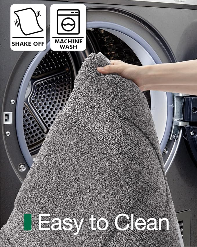 LUMI Ultra Soft Bathroom Rugs Non Slip with Rubber Backing, Absorbent Washable Bath Mat Quick Dry, Upgraded Premium Microfiber Plush Carpet for Bathtub and Shower Floor, Dark Grey, 24x60