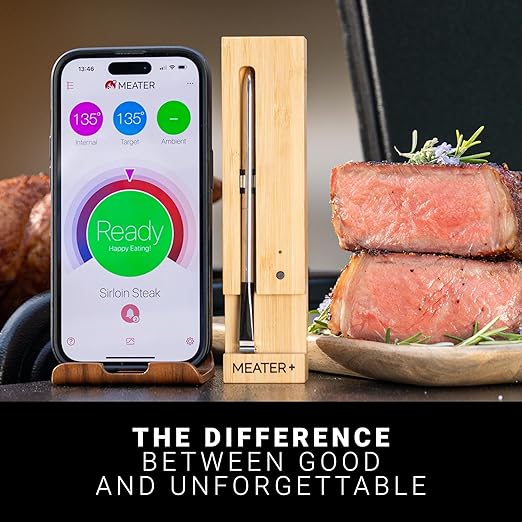 MEATER Plus: Smart Bluetooth Wireless Meat Thermometer Digital | BBQ, Grill, Oven, Smoker, Air Fryer, Kitchen | Perfect for Steak, Chicken, Turkey, and More | Delicious Recipes in App