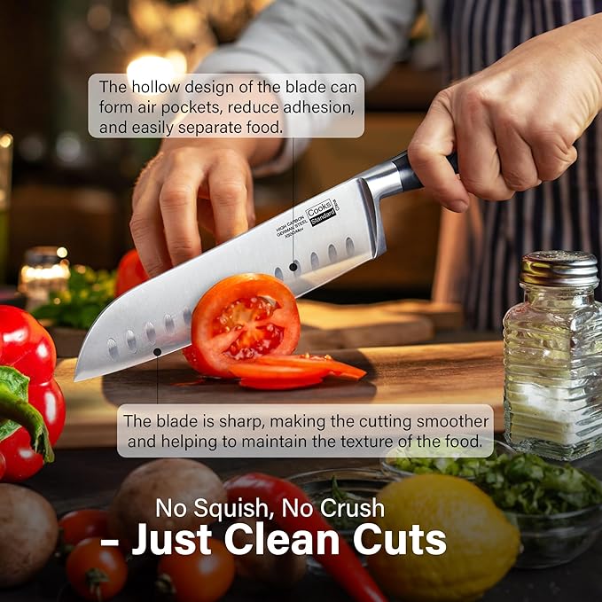 Cooks Standard 6-Piece Stainless Steel Knife Set with Expandable Bamboo Block for Extra Slots