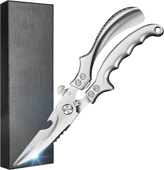 SiXingHardware-Kitchen Pro Shears-Heavy-Duty Stainless Steel Kitchen Scissors For Poultry, Meat, Herbs. Dishwasher Safe, Rust-Proof With Comfortable Grip. Ideal For Chefs And Home Cooking.