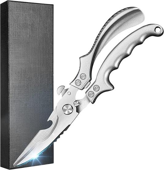 SiXingHardware-Kitchen Pro Shears-Heavy-Duty Stainless Steel Kitchen Scissors For Poultry, Meat, Herbs. Dishwasher Safe, Rust-Proof With Comfortable Grip. Ideal For Chefs And Home Cooking.
