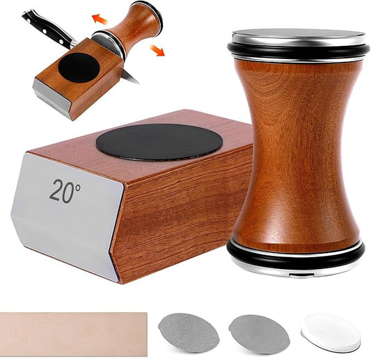 Rolling Knife Sharpener Kit, Knife Sharpener Tool with Replaceable Discs Diamond & Ceramic,15 & 20 Degree Multi-Purpose Magnetic Base, Suitable for Small, Medium, and Large Knives