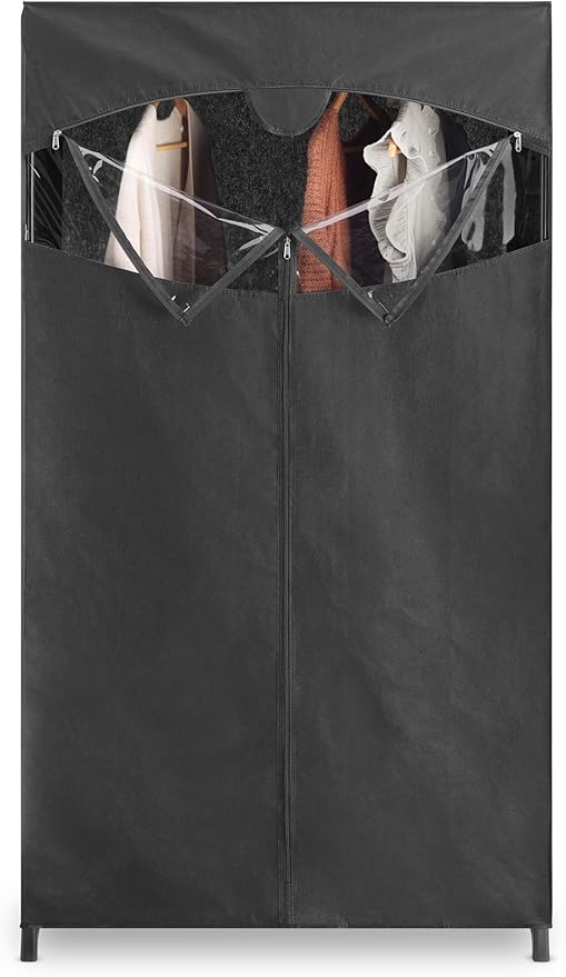 Whitmor 36-inch Clothes Closet - Double Door Portable Closet - Store Seasonal Clothing - Black Fabric Cover