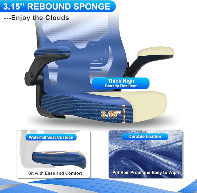 Office Chair, High Back Desk Chair Adjustable Height and Ergonomic Design Home Office Computer Chair Executive Lumbar Support Padded Flip-up Armrest Swivel Task Chair