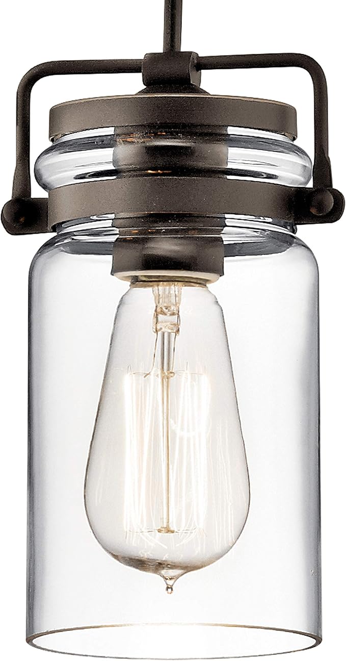 KICHLER Brinley 7.75" 3 Light Pendant with Clear Glass Olde Bronze®