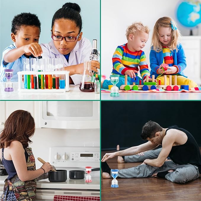 Sand Timer for Kids 4 Pack Colorful Hourglass 3min, 5mins, 10mins, 30mins Sand Clock Timer for Classroom, Games and Kids Room