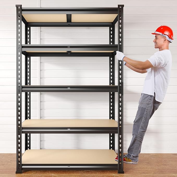 REIBII 2020LBS Storage Shelves 5 Tier Garage Shelving Heavy Duty Adjustable Garage Shelves, Utility Rack Shelf, Shelving Units for Storage Warehouse Pantry Closet, 35.5" W x 11.9" D x 72" H, 4 Pack