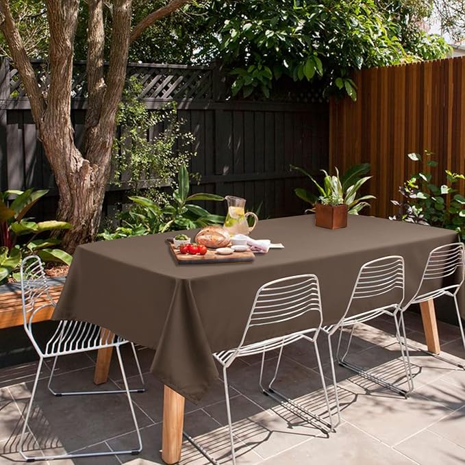 Hiasan Small Tablecloth for Square Tables - Waterproof and Spillproof Washable Fabric Table Cloth for Dining Room Kitchen Party (Tan, 40 x 40 Inch)