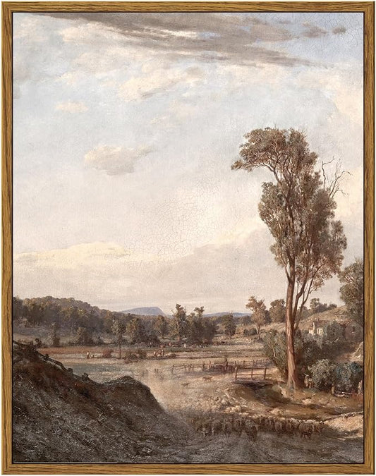 InSimSea Framed Wall Art for Living Room Classical Landscape Canvas Prints Decor Rustic Countryside Scenery Artworks Bathroom Pictures Wall Decorations Farmhouse Office Home Wall Decor 11x14in