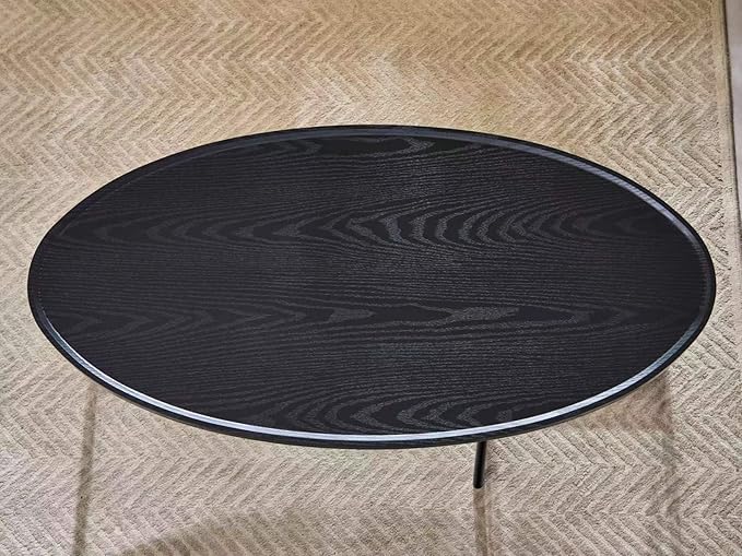 Shrine Wood Coffee Table, Walnut Table for Living Room, Metal Wood Table, 43.3" D x 21.6" W x 15.7" H, Black Wood Base & Metal Frame