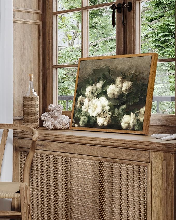 InSimSea Framed Canvas Wall Art Vintage Decor, Flower Prints Wall Art Room Wall Decor, Botanical Prints Wall Art for Living Room Decorations, Rustic Art Work for Bathroom Bedroom, 9"x11"