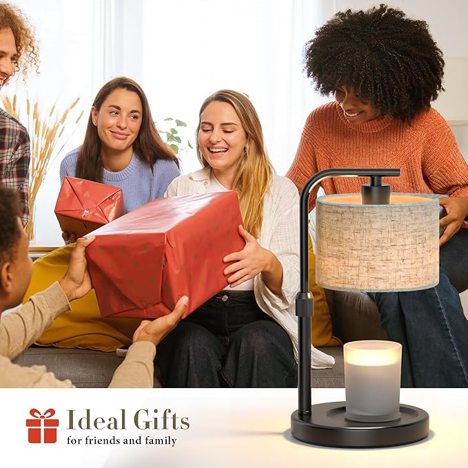 Candle Warmer Lamp with Timer Dimmer, Height Adjustable Black Electric Candle Warmer Wax Heater with 2 Bulbs, Birthday Gifts for Women Her, Mom, House Warming Gifts New Home
