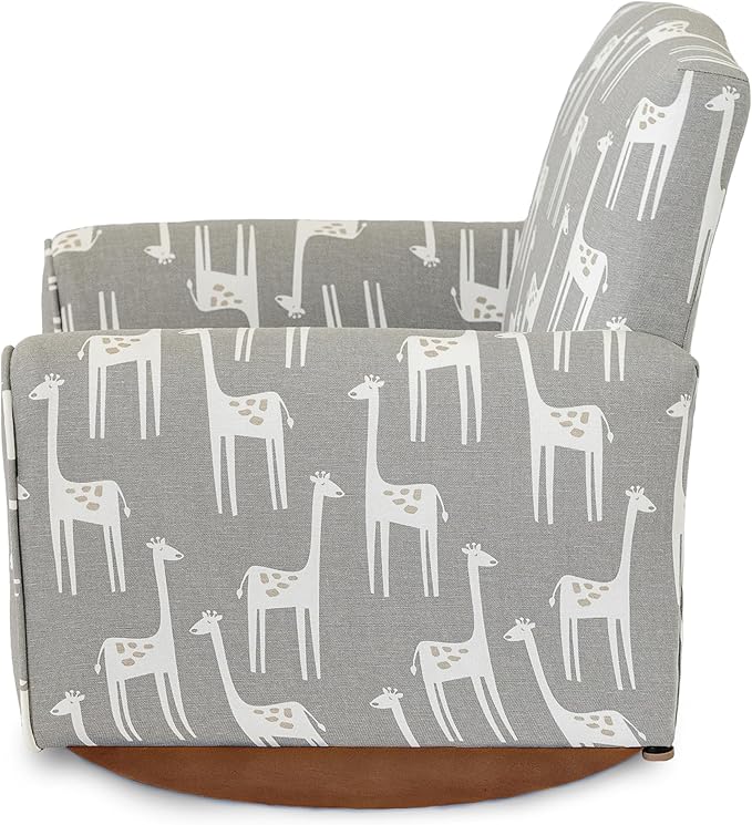 Toddler Personalized Armchair, Kids Upholstered Rocking Chair with Personalization, Toddler Chair with Personalized Name, Comfy Child Armchair, (Grey Giraffes Print, Rockers)
