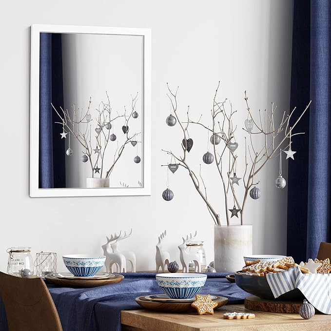 BOMINICA Rectangular Wall Mirror 20” x 28” Bathroom Mirror Framed Wall Mirror for Living Room, Vanity, White