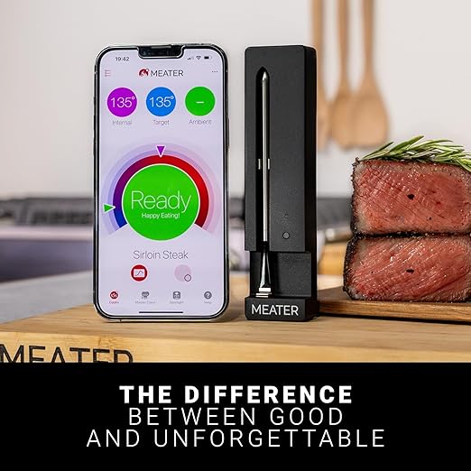 MEATER SE: Smart Bluetooth Meat Thermometer | Long-Range Wireless Probe for Oven, Grilling, Smoking, BBQ & Air Fryer | Dual Sensors & Guided Cook System | Black Charger