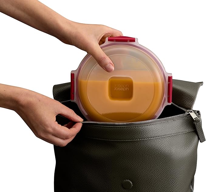 Joseph Joseph Nest Lock 8-piece Plastic BPA Free Round Food Storage Container Set with Lockable Airtight Leakproof Lids - Red