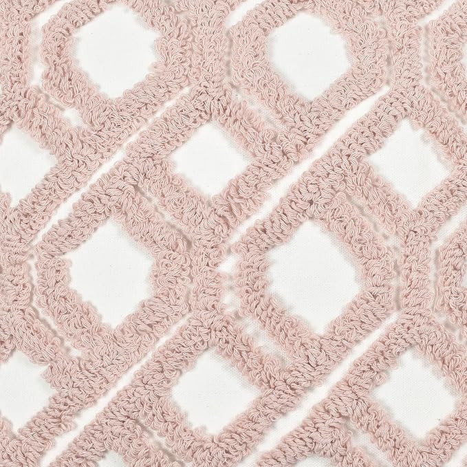 Boho Pillow Covers 18X18 Inch Boho Tufted Throw Pillow Covers Decorative Tassels Cushion Cover Farmhouse Pillow Case for Couch Sofa Bed Living Room Bedroom, Blush