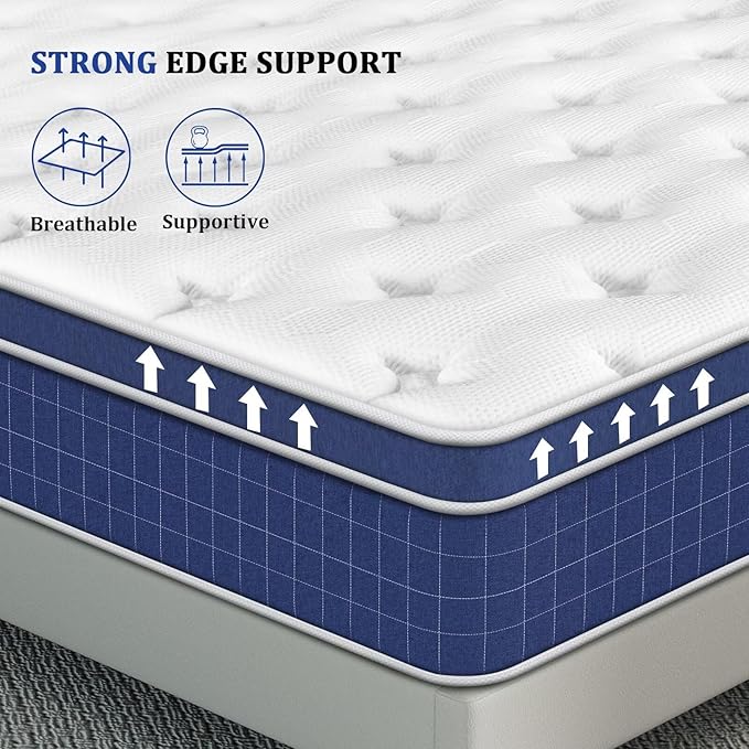 inight Full Size Mattress 12 Inch, Hybrid Full Mattress in a Box for Pain Relief, Individual Pocket Springs Medium Firm Mattress with Memory Foam for Pain Relief Lumbar Support, 180 Night Trial