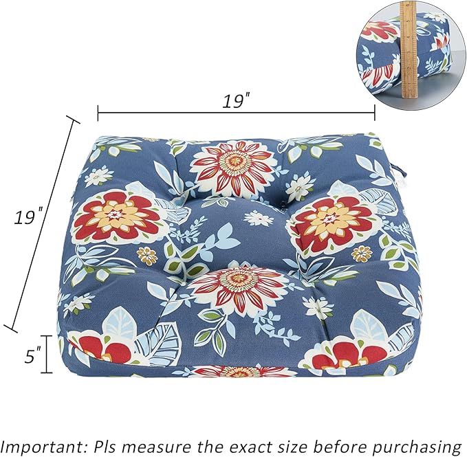 JMGBird Outdoor Chair Cushion Set of 2 Patio Cushions 19x19 with Ties Outdoor Cushions for Patio Furniture