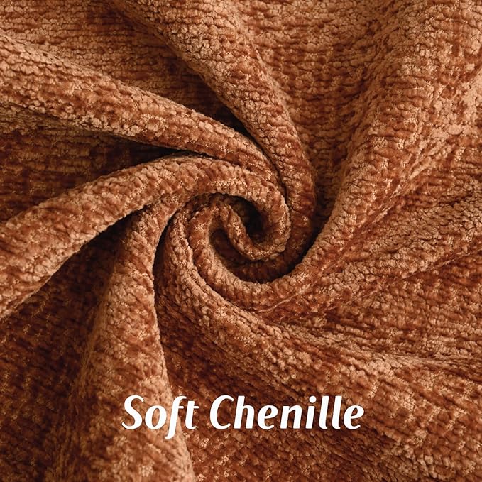 FUTEI Rust Chenille Throw Pillow Covers 22x22 Inch Set of 2,Soft Cozy Bound Edge Design Cushion Case,Home Decor for Couch Bed Living Room