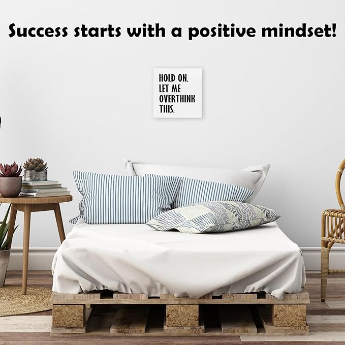 Hold On Let Me Overthink This Framed Canvas Print Poster - 11.8’’ Funny Canvas Artwork Prints - Wall Painting Favors For Friend Family Coworker - Aesthetic Wall Art Decor For Home Bedroom Office - A04