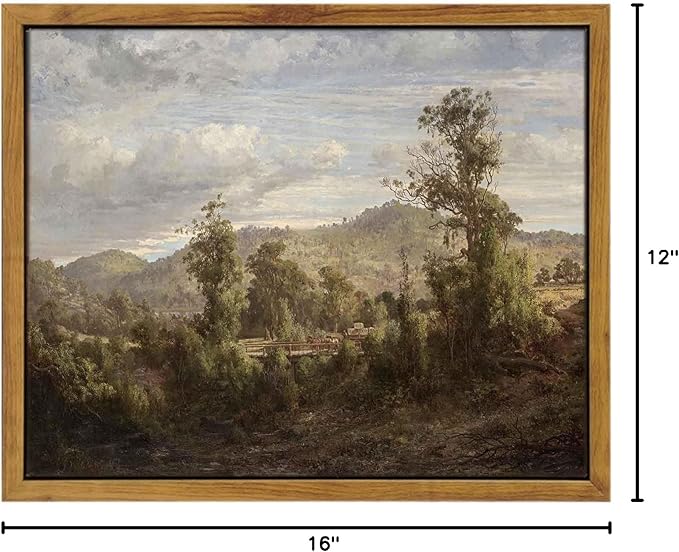 InSimSea Framed Canvas Wall Art Vintage Decor, Nature Landscape Paintings Artwork, Vintage Farmhouse Decor, Retro Wall Decoration for Bedroom Living Room Bathroom, 12"x16"