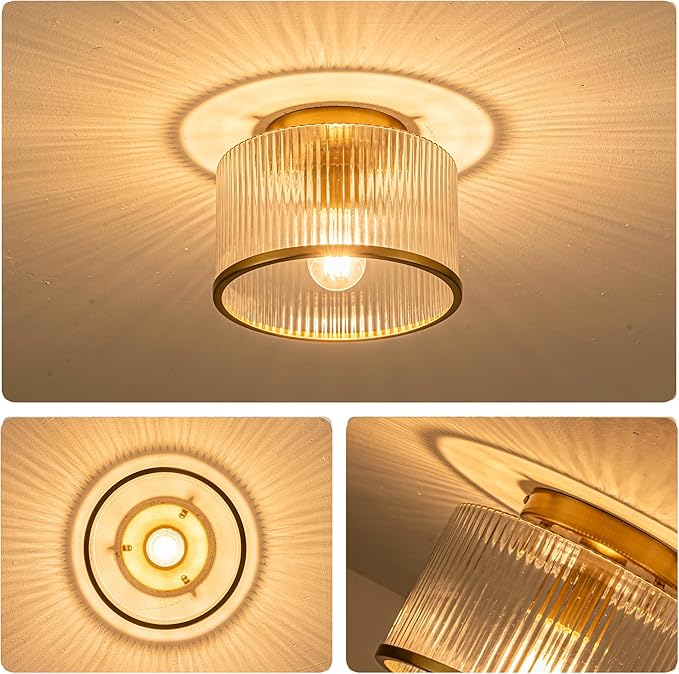 MAYNA Modern Gold Ceiling Light Fixture, 1-Light Hallway Light Fixtures Ceiling Mount, Dimmable Foyer Kitchen Lighting Fixtures for Bedroom Bathroom Dining Room Laundry Room Entryway