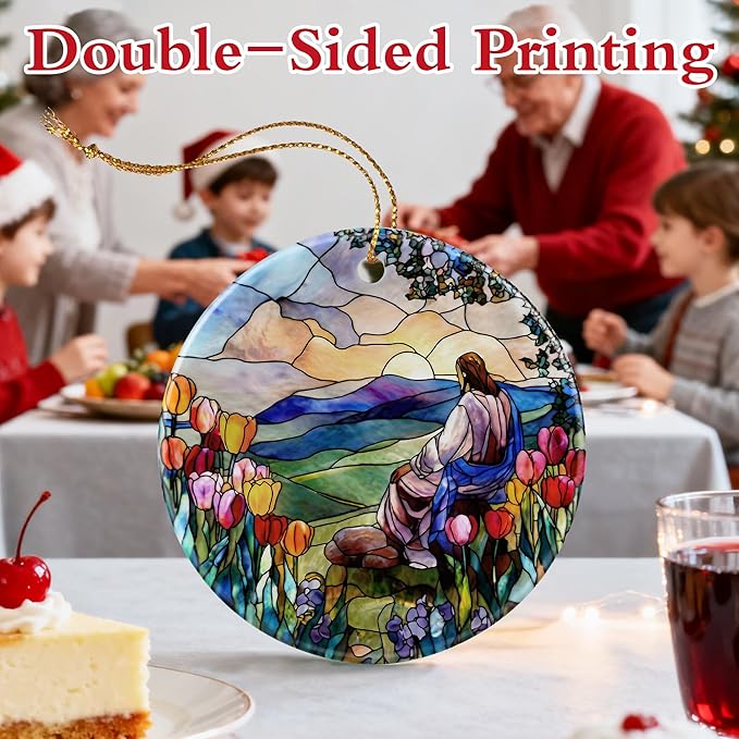 Jesus and Sunrise Ornament, Religious Christmas Ornaments, Christmas Decorations | Christian Holiday Decor, Easter Resurrection Gifts, Christian Gifts, Gift Exchange & Gift Idea, Giftbox Included