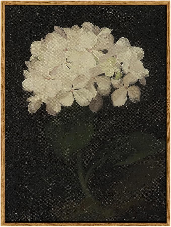 InSimSea Framed Wall Art for Living Room Decoration Canvas Wall Art Room Decor White Hydrangea Oil Painting Canvas Prints Bedroom Bathroom Wall Art Kitchen Office Wall Decor 12x16in