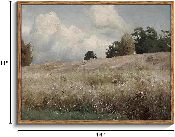 InSimSea Framed Canvas Wall Art Vintage Decor, Cornfield Countryside Scenery Rustic Farmhouse Wall Decoration, Country Decor Wall Art for Bedroom, Living Room Kitchen Bathroom, 11"x14"