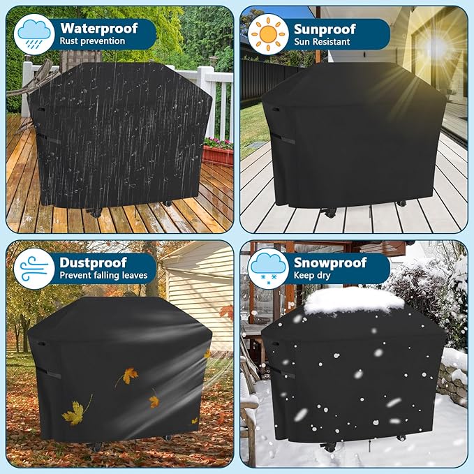 Kingling Grill Cover Fits for Traeger Woodridge Pro/Elite, Napoleon Rogue PRO-S 625, Prestige 500 RSIB Grills Waterproof Grill Cover 68 Inch BBQ Grill Covers for 7-Burner Gas Grill & Griddle
