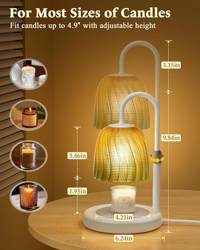 Glocusent RGB Candle Warmer Lamp with Timer, Dimmable & 7 Colors, Height Adjustable, Christmas Birthday Gifts for Mom Women Her, Wax Melt Warmer for Jar Candles, House Warming, Room Home Office Decor