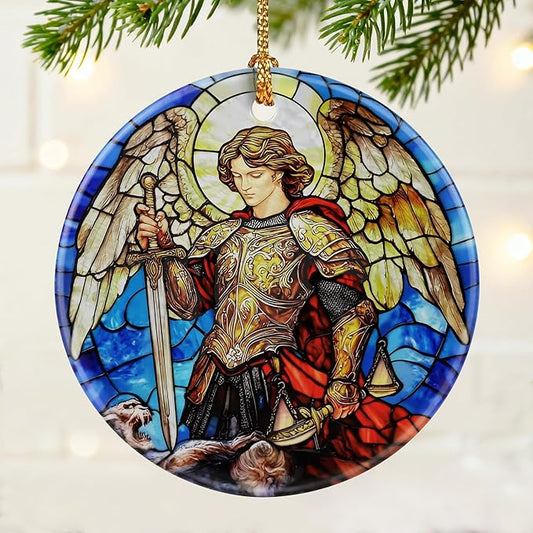 Archangel Michael Ornament | Christmas Ornaments, Christmas Decorations, Hanging Ornaments for Tree, Warrior Angel Decor | Religious Gifts, Christian Gifts | Faithful Gift, Spiritual Guardian Gift