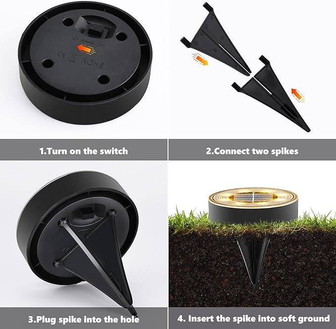 Joomer Solar Ground Lights, 16 Pack 8 LED Solar Lights Outdoor IP68 Waterproof Disc Light In-Ground Landscape Lighting Outdoor for Patio Pathway Lawn Yard Driveway Walkway (Warm White)