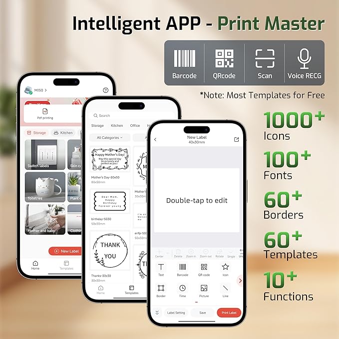 Phomemo M150 Label Maker, Bluetooth Thermal Label Maker Machine with Tape, Upgrade Mini Thermal Label Printer for Barcode, Address, Mailing, Compatible with Phone & PC
