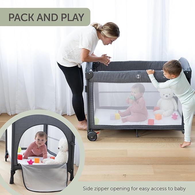 4-in-1 Baby Bassinet - Bedside Crib Sleeper, Pack and Play, Diaper Changing Table & Travel Bassinet - Portable Bassinet for Newborn To Toddlers - Travel Bag Included