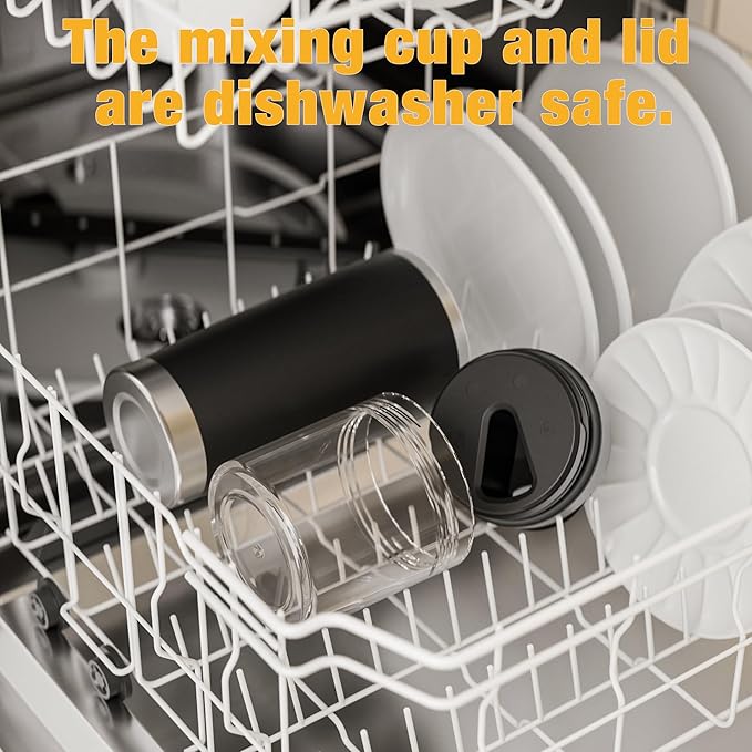 Portable Personal Blender 24oz Vacuum Cup Cordless Blender for 120 Watt Rechargeable Personal Size blender With Stainless Steel Bottle Ideal For-Shakes and Smoothies, BPA Free (Black）