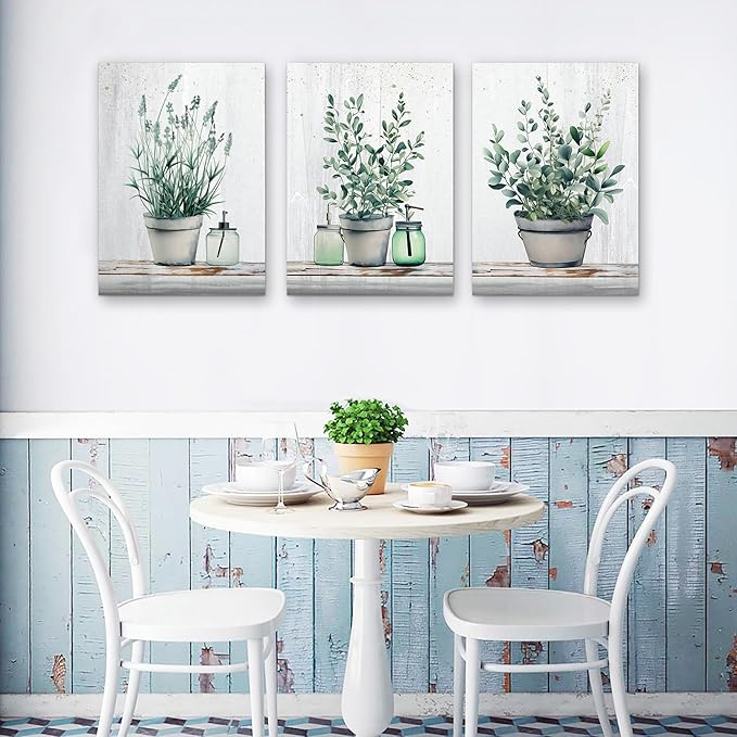 MHARTK66 Large Wall Decor For Bedroom Canvas Wall Art Paintings For Kitchen Dining Room Wall Decoration For Living Room Office Decor Green Leaf Vase Wall Pictures Artwork For Home Walls 20x28in